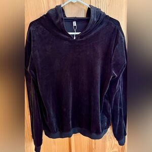 Hotouch Black Velour Velvet Soft Weekend Comfort Goth Grunge Womens Large Hoodie